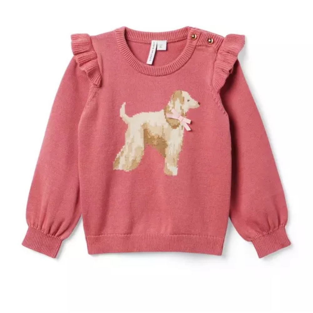 Janie and Jack dog ruffle shoulder sweater 6